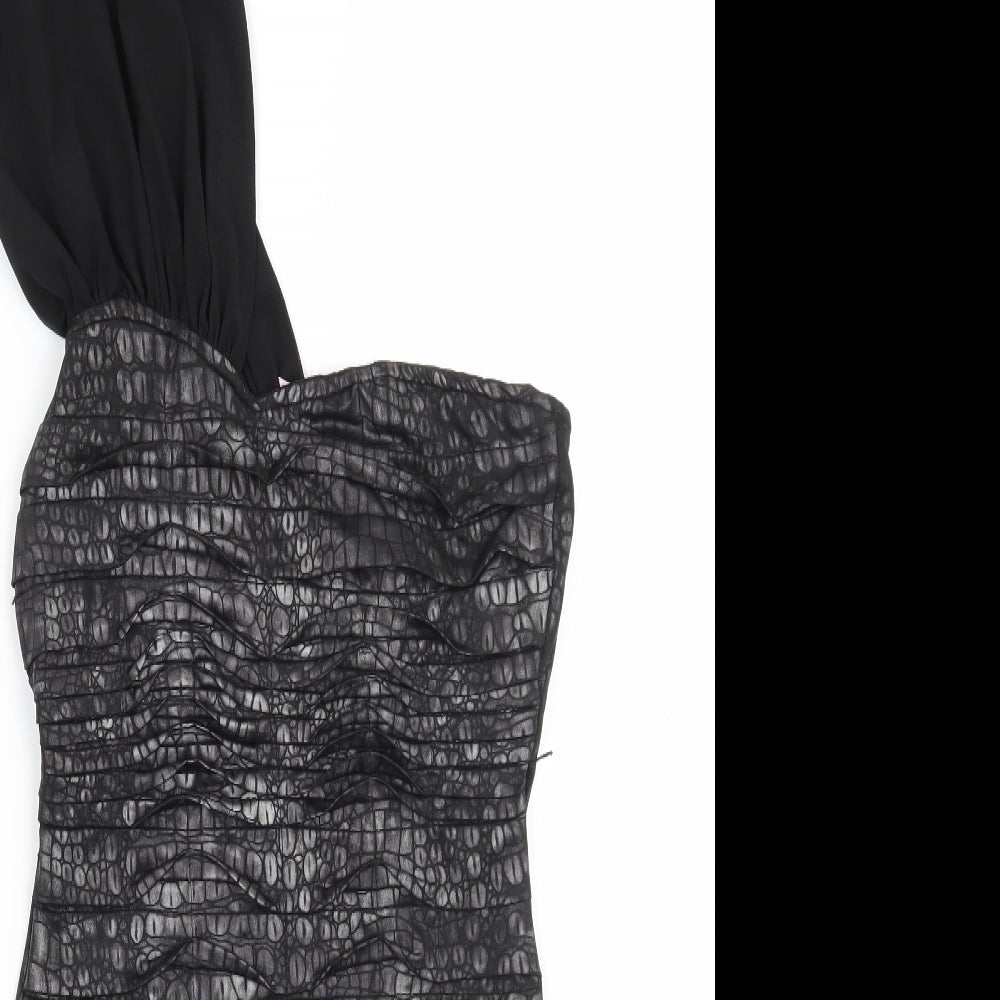 Lipsy Womens Black Animal Print  A-Line  Size 8
