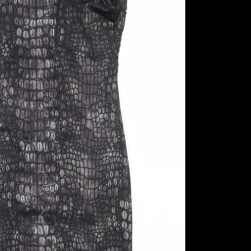 Lipsy Womens Black Animal Print  A-Line  Size 8