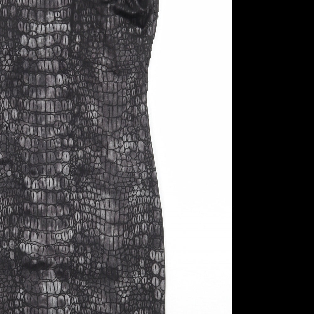 Lipsy Womens Black Animal Print  A-Line  Size 8