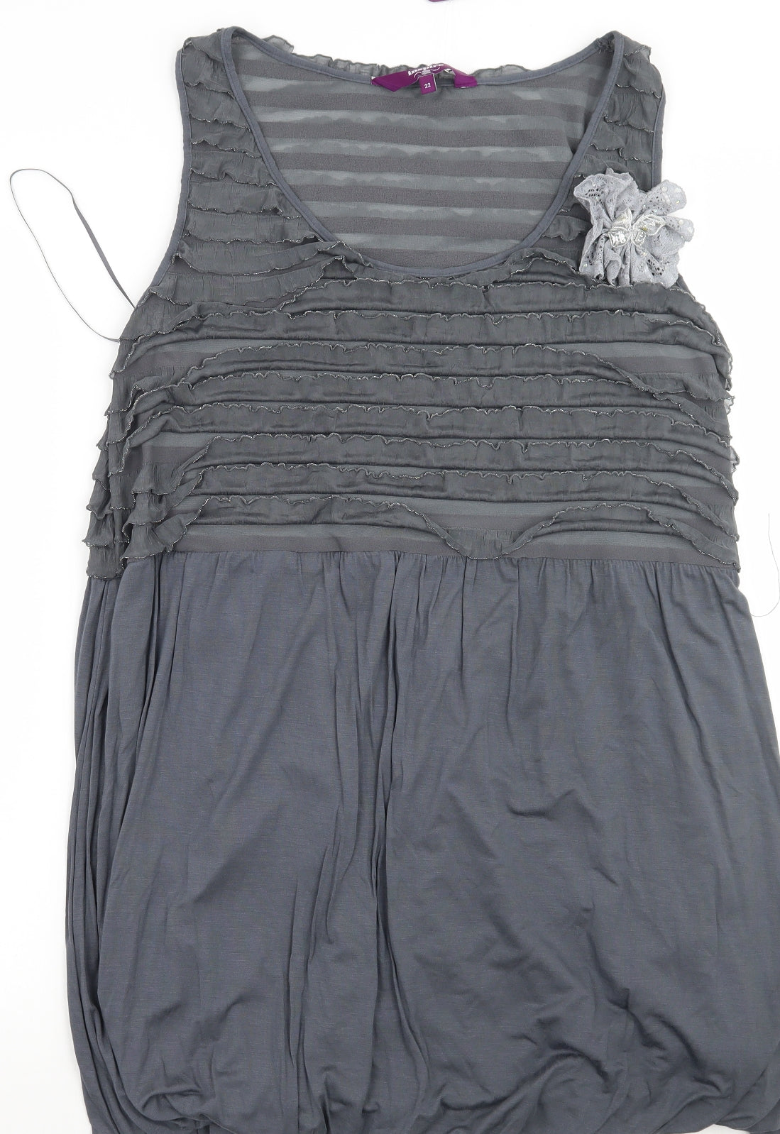Newlook Womens Grey Striped  Basic Tank Size 22