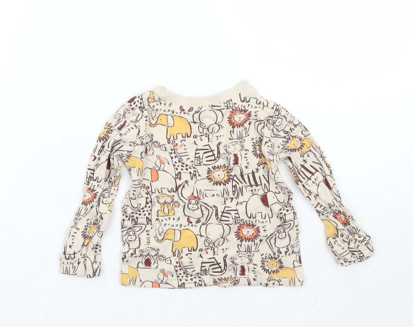 George Girls Beige Animal Print  Basic T-Shirt Size 3-6 Months