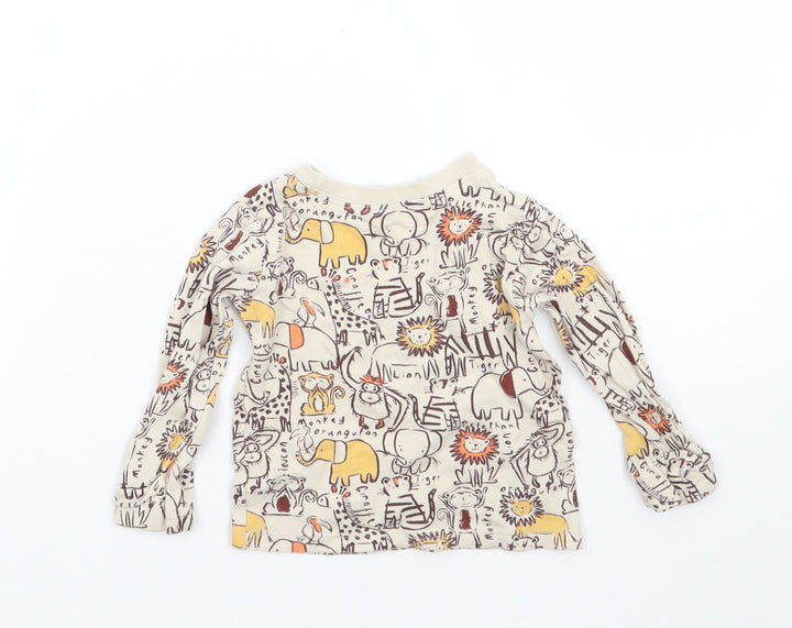 George Girls Beige Animal Print  Basic T-Shirt Size 3-6 Months