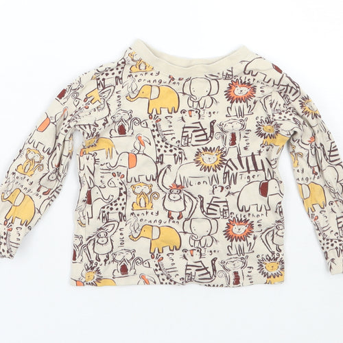 George Girls Beige Animal Print  Basic T-Shirt Size 3-6 Months