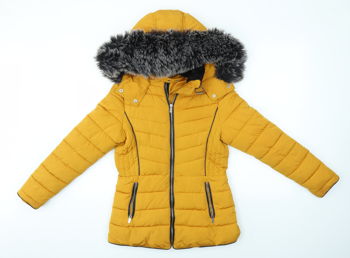 New Look Womens Yellow   Overcoat Coat Size 6