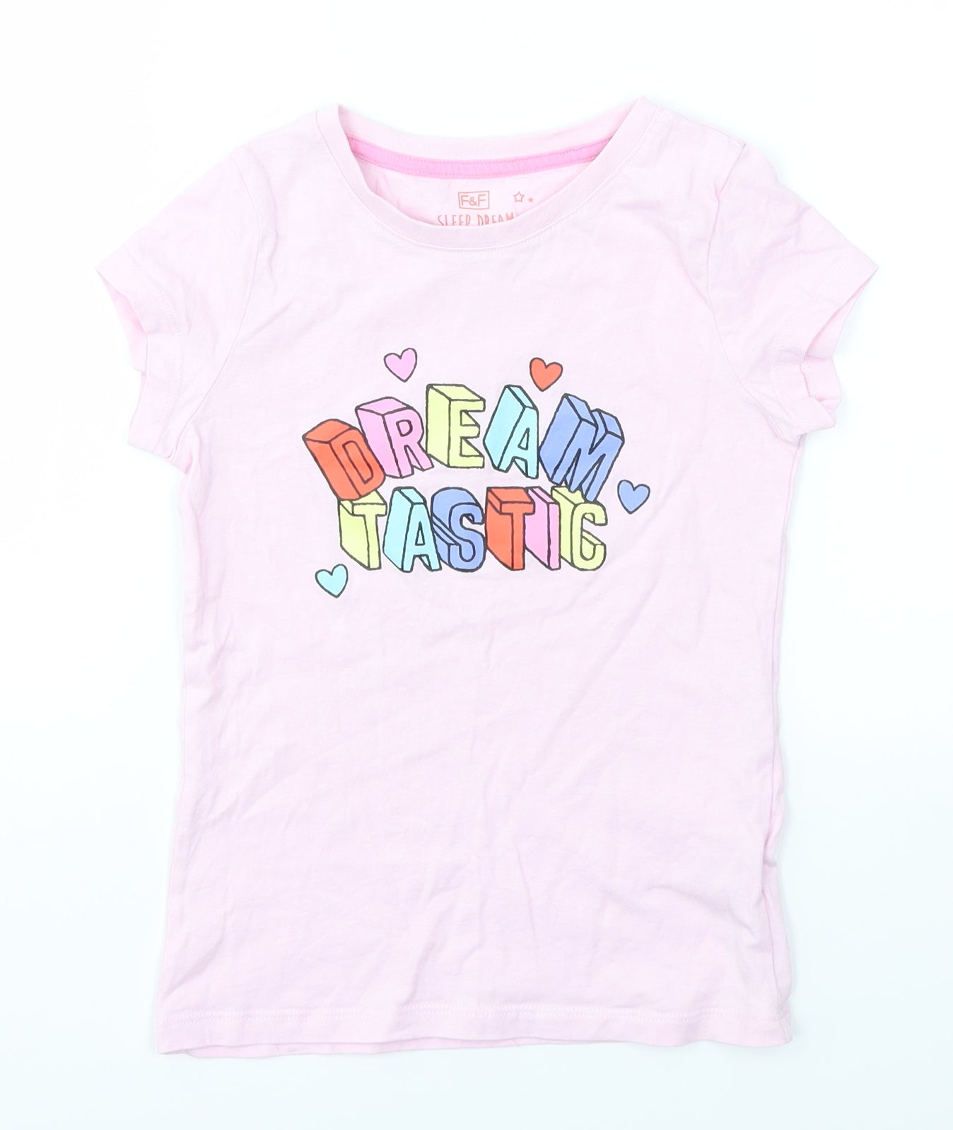 F&F Girls Pink   Basic T-Shirt Size 6-7 Years