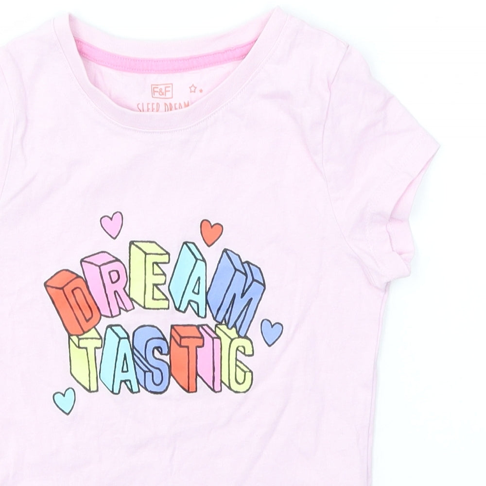 F&F Girls Pink   Basic T-Shirt Size 6-7 Years