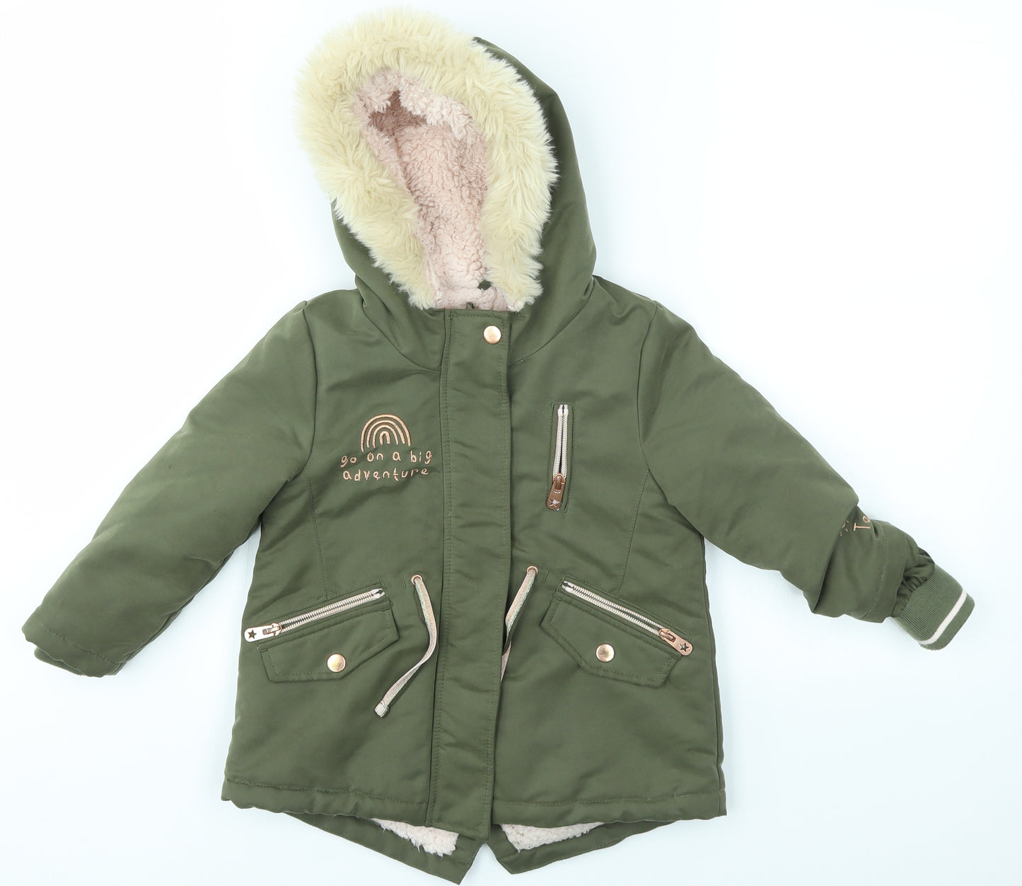 George Girls Green   Overcoat Coat Size 2-3 Years