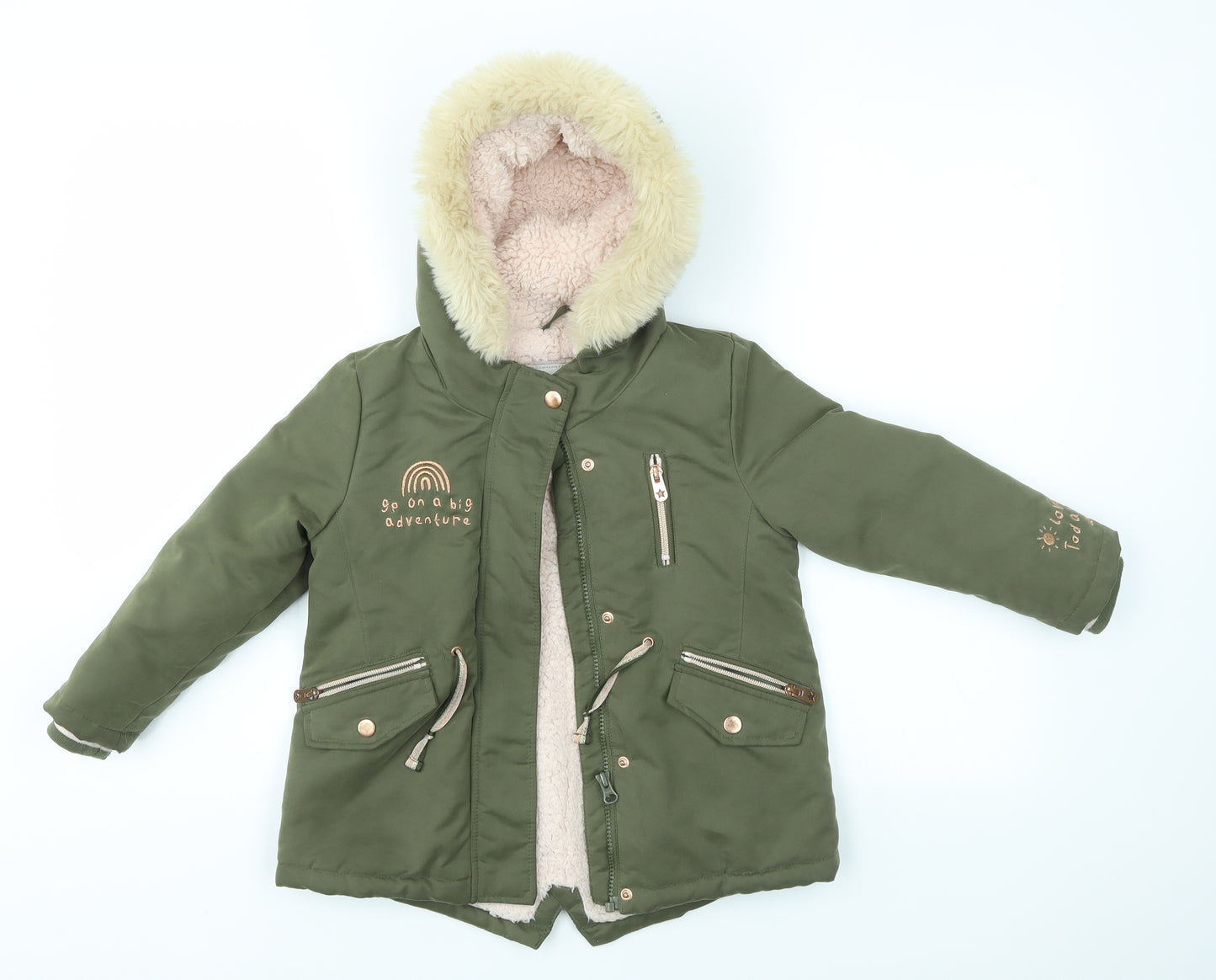 George Girls Green   Overcoat Coat Size 4-5 Years