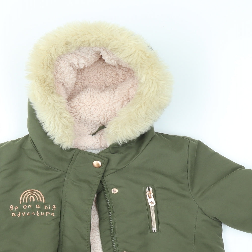 George Girls Green   Overcoat Coat Size 4-5 Years