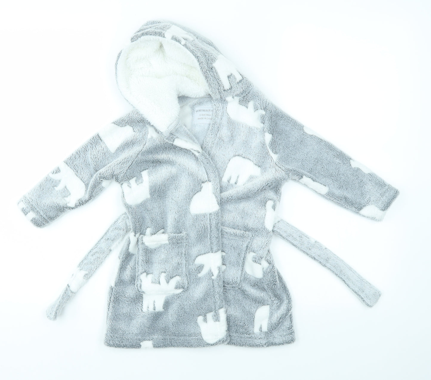 Primark Girls Grey Solid  Top Robe Size 2-3 Years