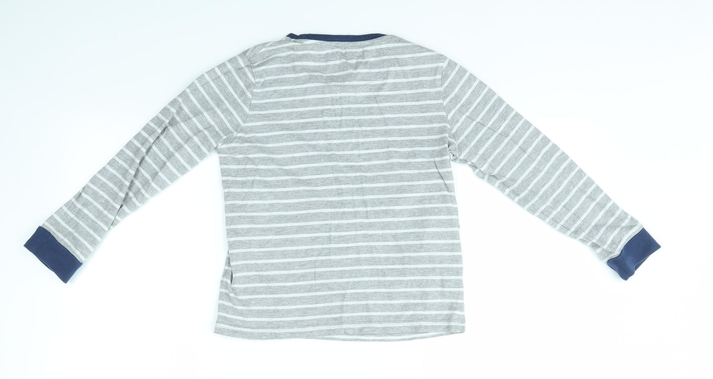 M&S Boys Grey Striped  Basic T-Shirt Size 9-10 Years