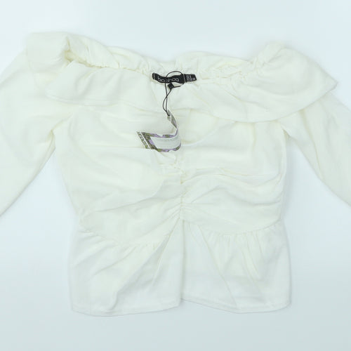 Boohoo Womens Ivory   Basic Blouse Size 8