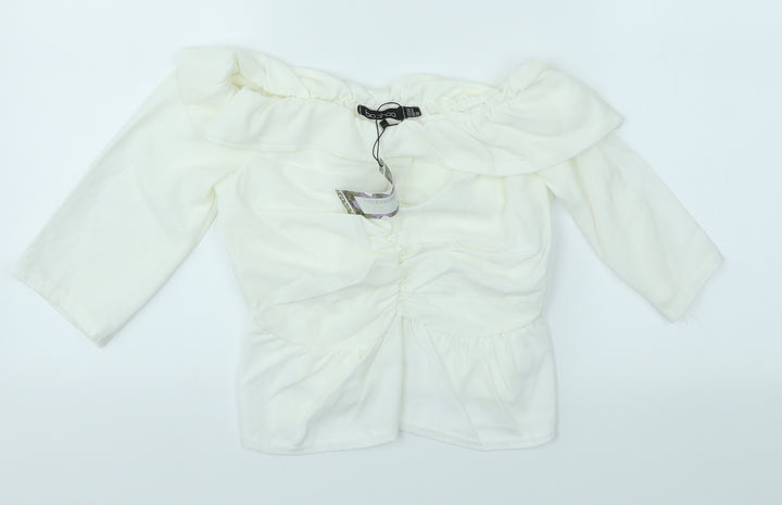 Boohoo Womens Ivory Basic Blouse Size 8