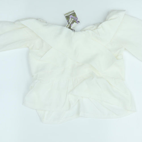 Boohoo Womens Ivory   Basic Blouse Size 8