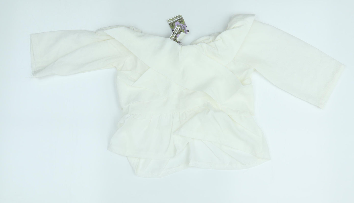 Boohoo Womens Ivory   Basic Blouse Size 8