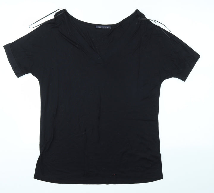 M&S Womens Black Basic Polo Size 14