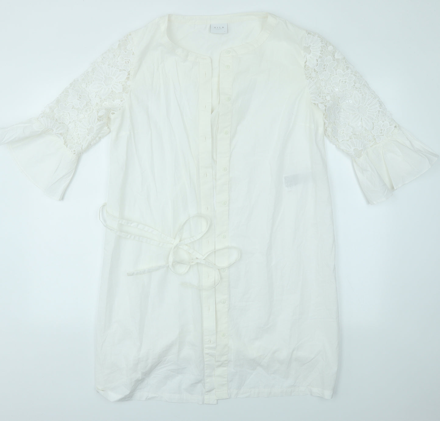 VILLA Womens White   Shirt Dress  Size L