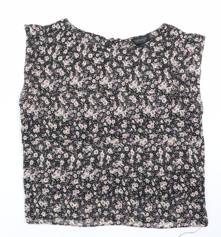 Topshop Womens Black Floral  Basic Blouse Size 10