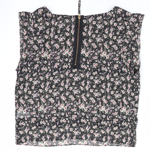 Topshop Womens Black Floral  Basic Blouse Size 10