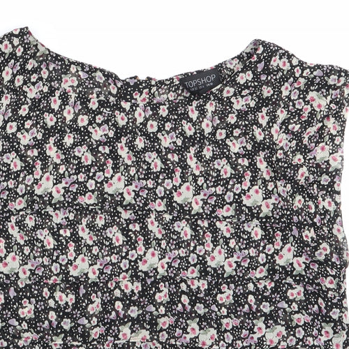 Topshop Womens Black Floral  Basic Blouse Size 10