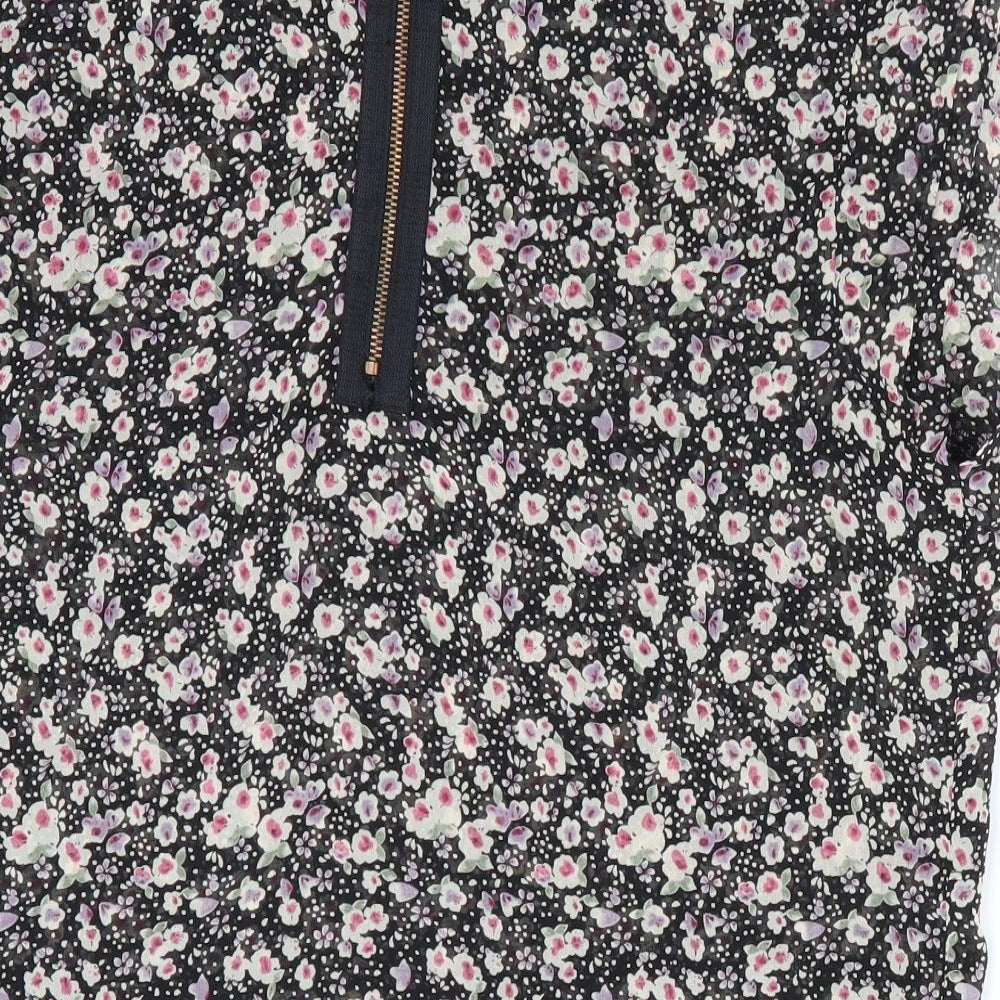 Topshop Womens Black Floral  Basic Blouse Size 10