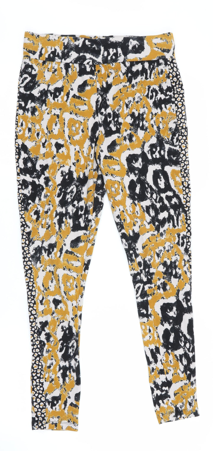Logo Womens Gold Animal Print Jegging Leggings Size 2XS L27 in