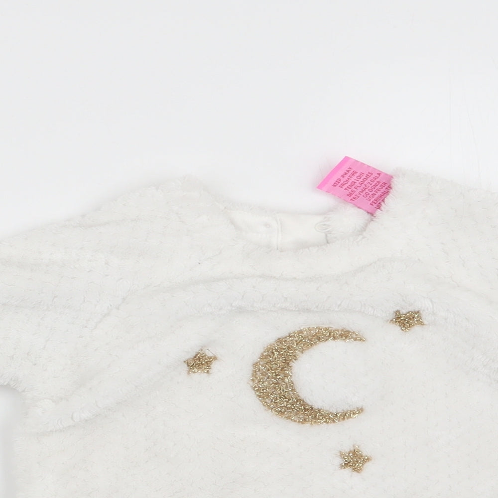 Isaac Mizrahi Girls White Floral  Pullover Jumper Size 12-18 Months  - Faux Skirt Trim