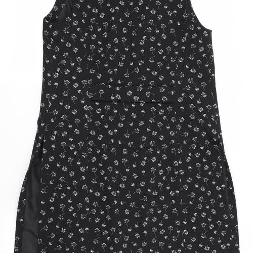 Dorothy Perkins Womens Black Floral  Overcoat Waistcoat Size 8  - Longline Waistcoat
