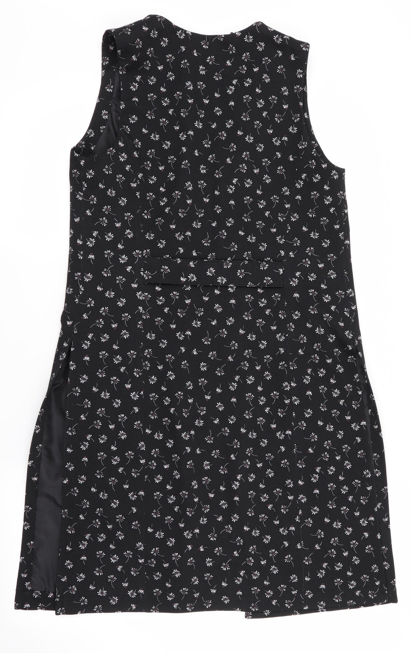 Dorothy Perkins Womens Black Floral  Overcoat Waistcoat Size 8  - Longline Waistcoat