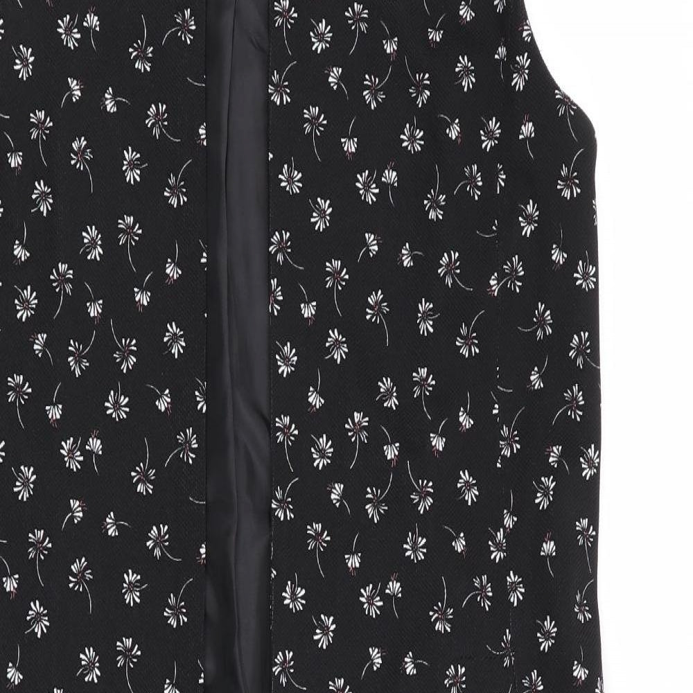 Dorothy Perkins Womens Black Floral  Overcoat Waistcoat Size 8  - Longline Waistcoat