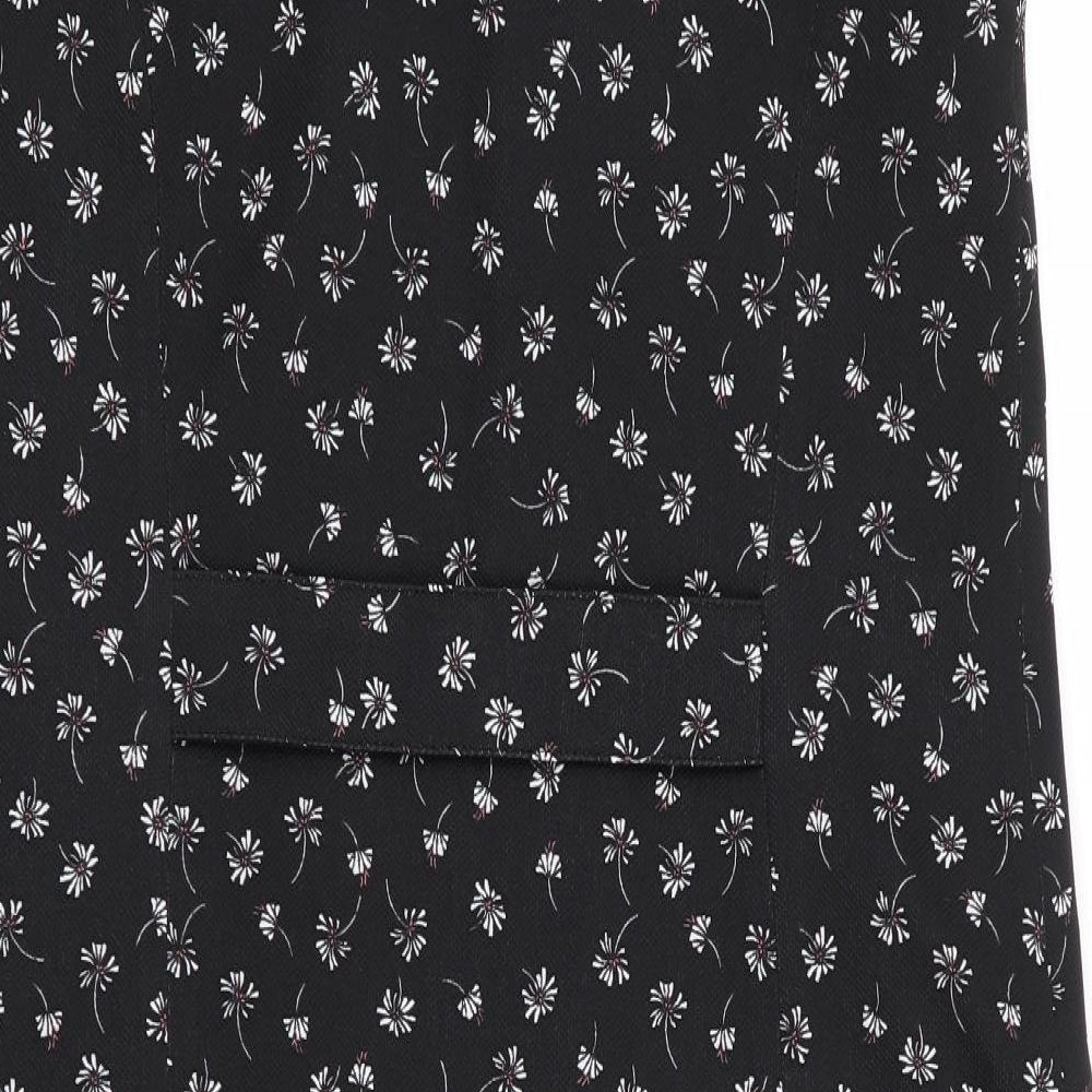 Dorothy Perkins Womens Black Floral  Overcoat Waistcoat Size 8  - Longline Waistcoat