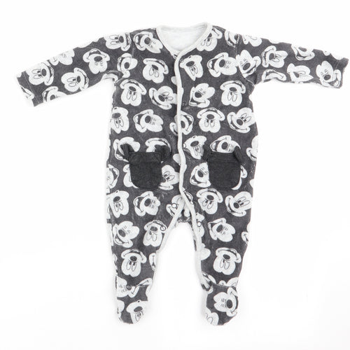 Disney Baby at George Boys Grey Animal Print  Romper One-Piece Size 0-3 Months  - Mickey Mouse