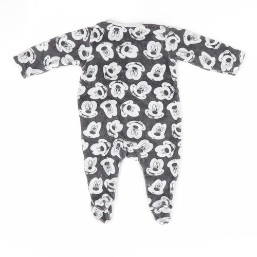 Disney Baby at George Boys Grey Animal Print  Romper One-Piece Size 0-3 Months  - Mickey Mouse