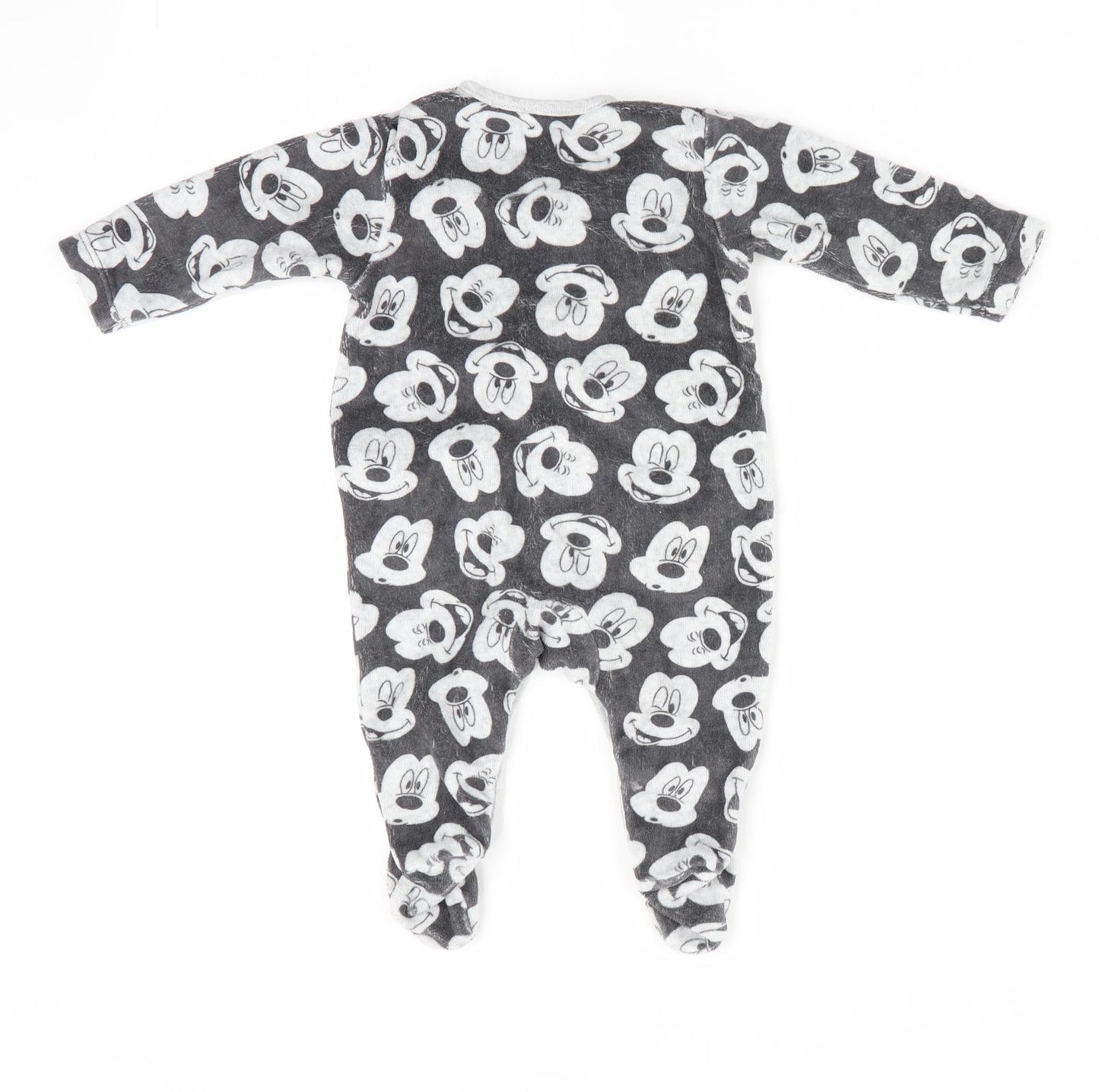 Disney Baby at George Boys Grey Animal Print  Romper One-Piece Size 0-3 Months  - Mickey Mouse