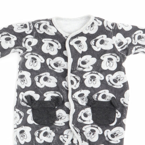 Disney Baby at George Boys Grey Animal Print  Romper One-Piece Size 0-3 Months  - Mickey Mouse
