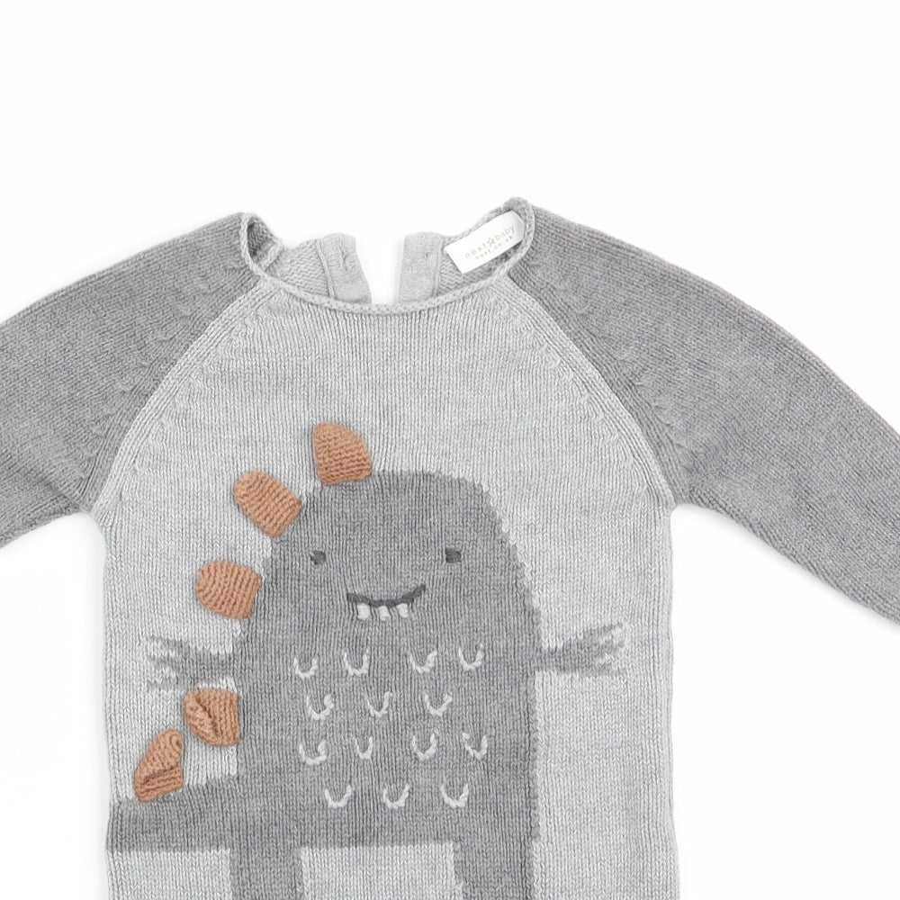 NEXT Boys Grey Animal Print  Romper One-Piece Size 0-3 Months