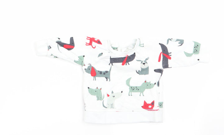 NEXT Boys White Animal Print Pullover Jumper Size 0-3 Months