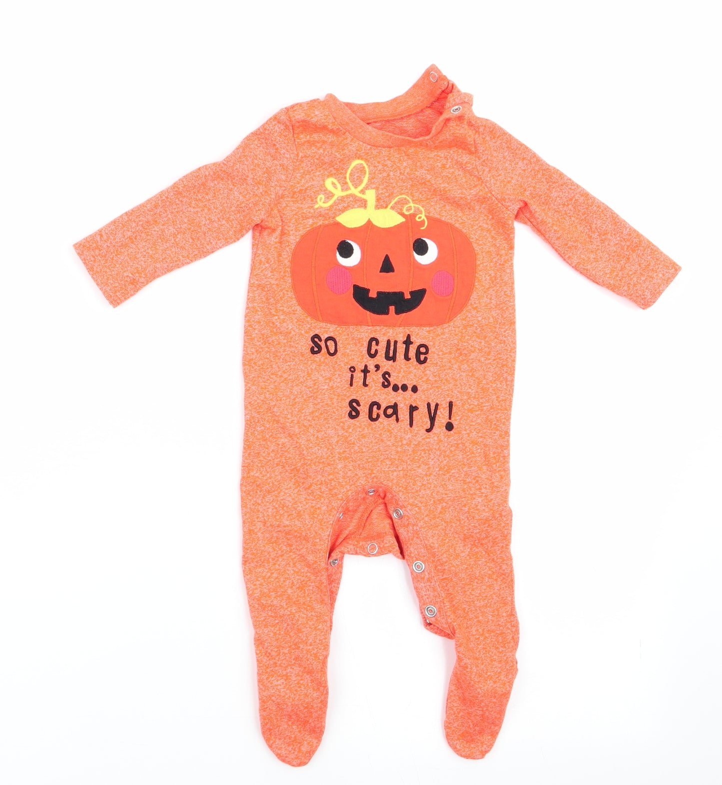 Fred & Flo Boys Orange   Babygrow One-Piece Size 0-3 Months  - Halloween