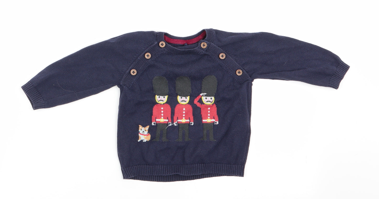 Marks and Spencer Boys Blue   Pullover Jumper Size 9-12 Months  - Soilders