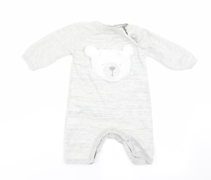 George Boys Green Animal Print Romper One-Piece Size 0-3 Months - Teddy Bear Face