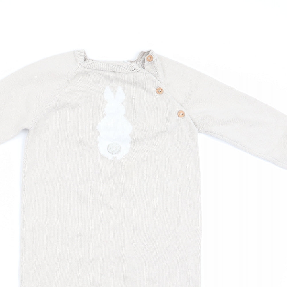 Peter Rabbit Boys Beige Animal Print  Romper One-Piece Size 9-12 Months