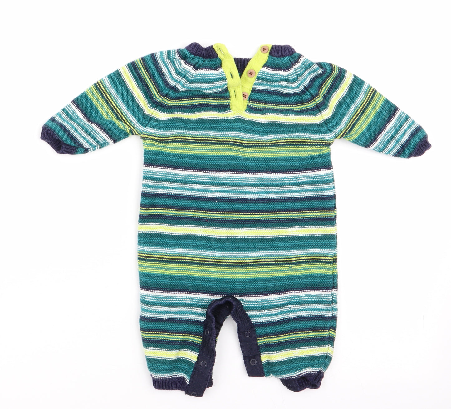 NEXT Boys Green Striped  Romper One-Piece Size 0-3 Months