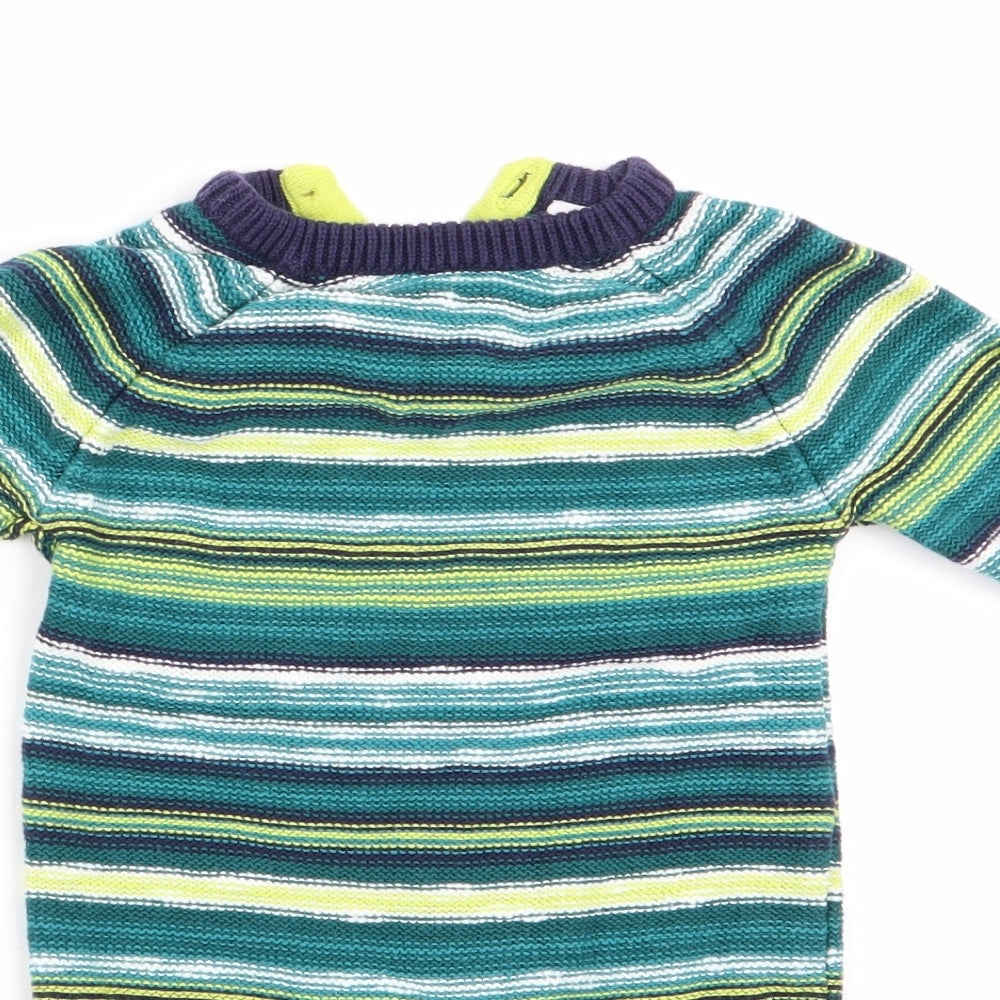 NEXT Boys Green Striped  Romper One-Piece Size 0-3 Months