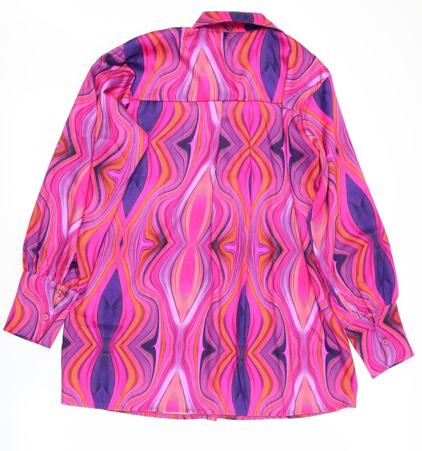 Boohoo Womens Pink Geometric  Basic Blouse Size 12
