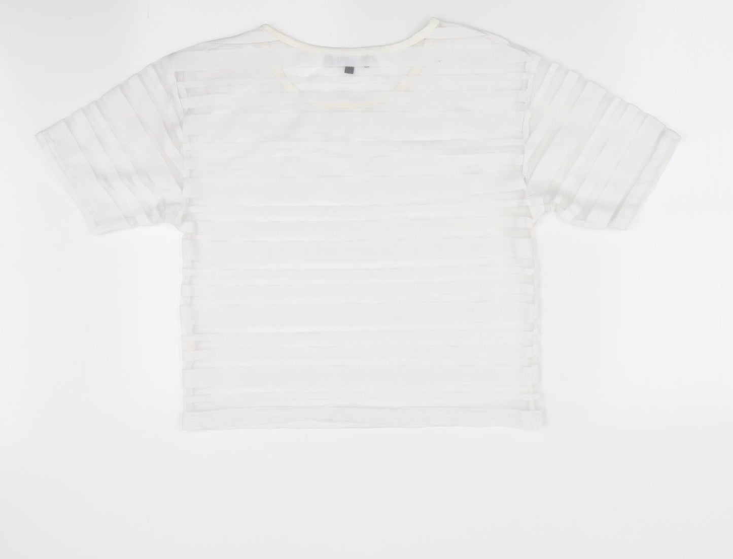 New Look Womens White Striped  Basic T-Shirt Size 8