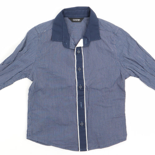 George Boys Blue Striped  Basic Button-Up Size 18-24 Months