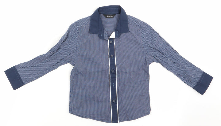 George Boys Blue Striped Basic Button-Up Size 18-24 Months