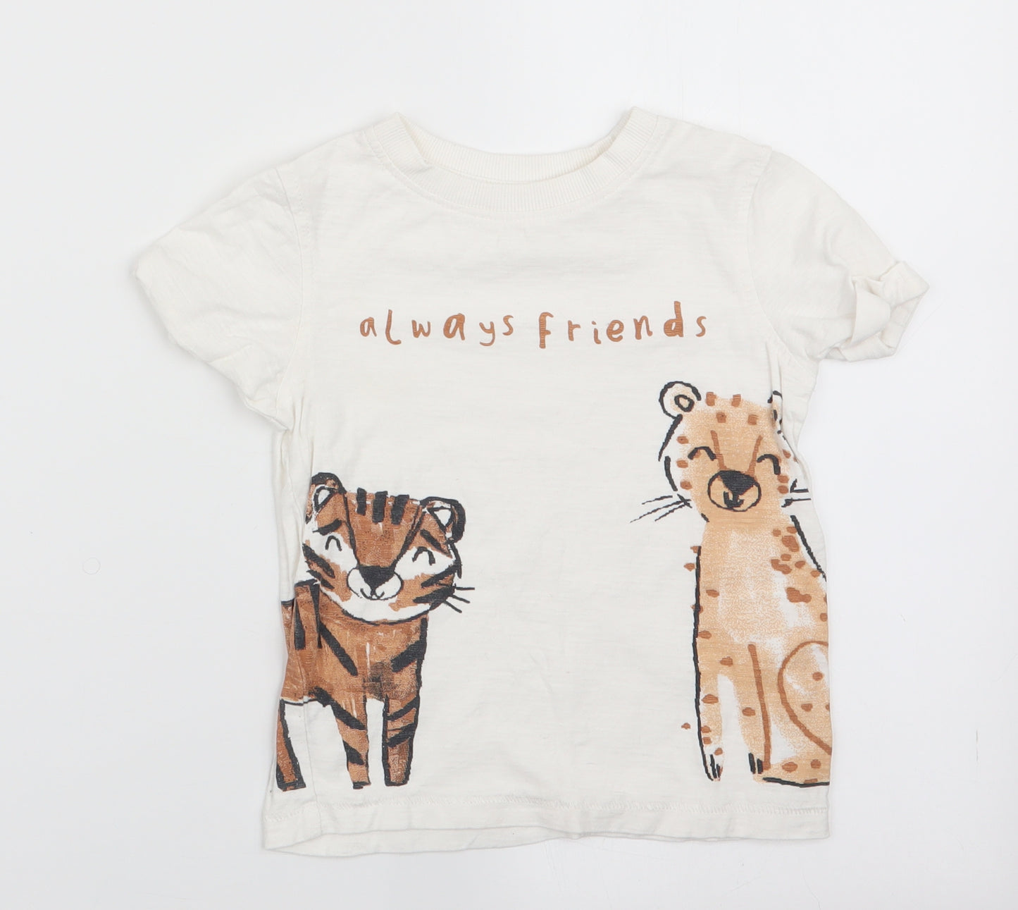 George Boys White Animal Print  Basic T-Shirt Size 12-18 Months