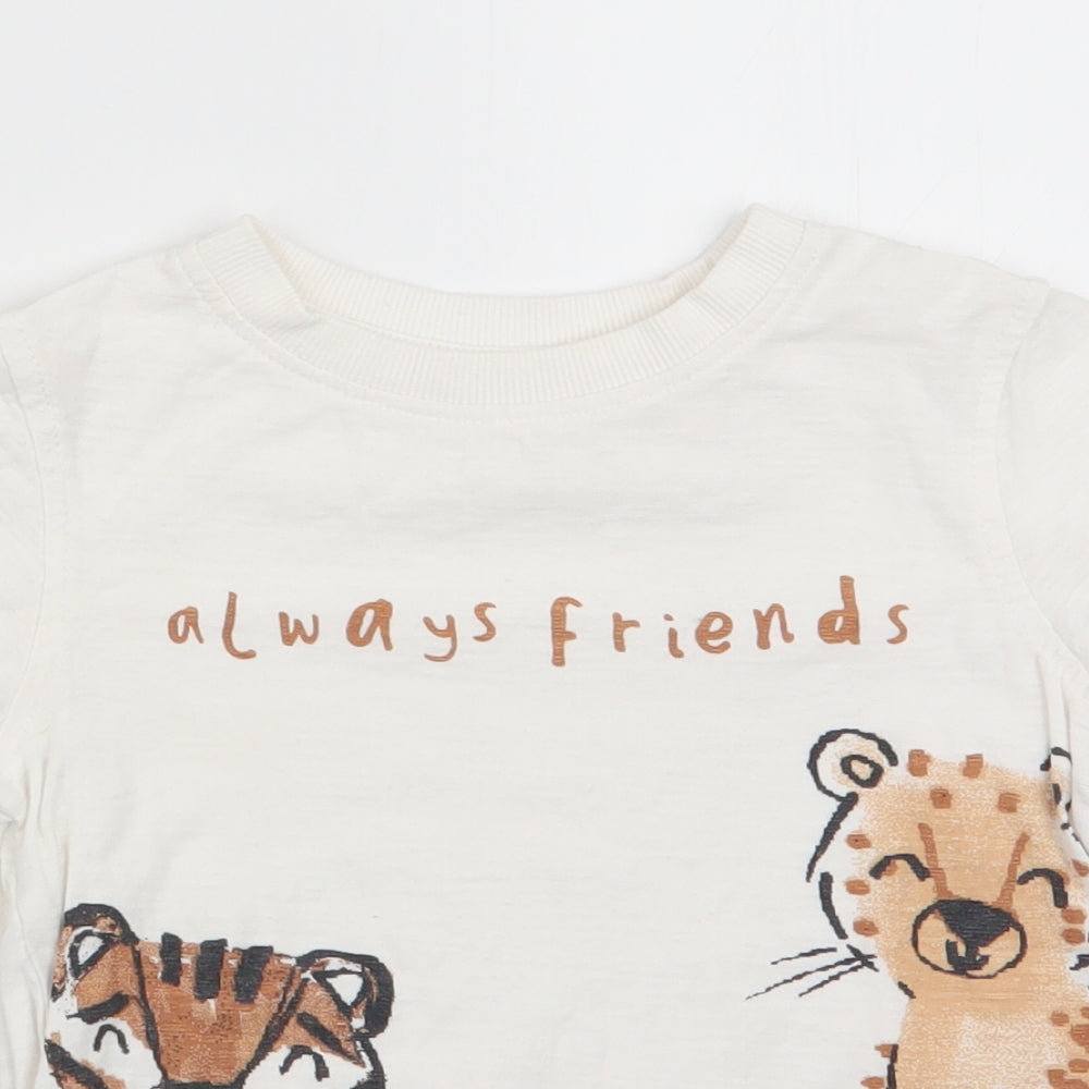 George Boys White Animal Print  Basic T-Shirt Size 12-18 Months
