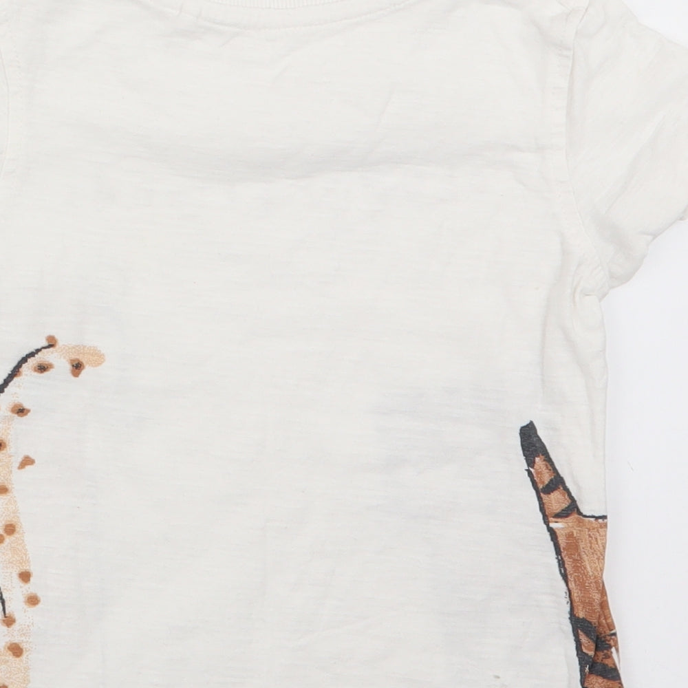 George Boys White Animal Print  Basic T-Shirt Size 12-18 Months